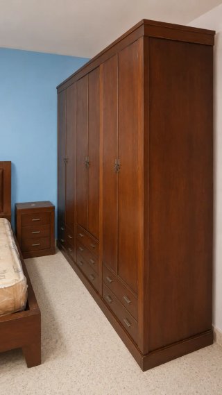 Dormitorio completo de madera de roble.