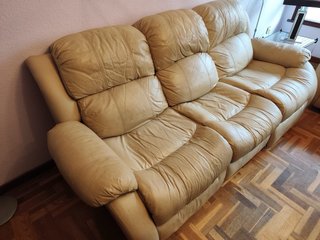 Sofá de piel 3+2 plazas reclinable