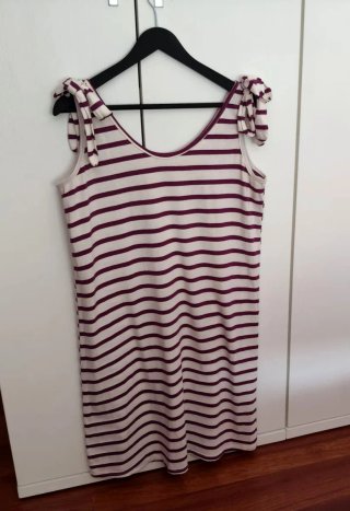 Vestido Verano Talla Única Rayas Morado Blanco