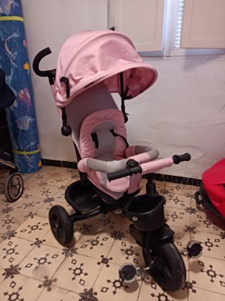 Triciclo bebé rosa y gris