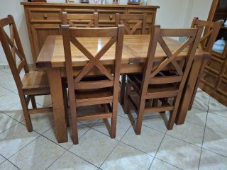 Mesa Comedor Madera maciza con 6 Sillas