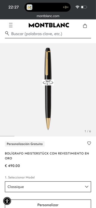 BOLÍGRAFO MEISTERSTÜCK CON REVESTIMIENTO EN ORO