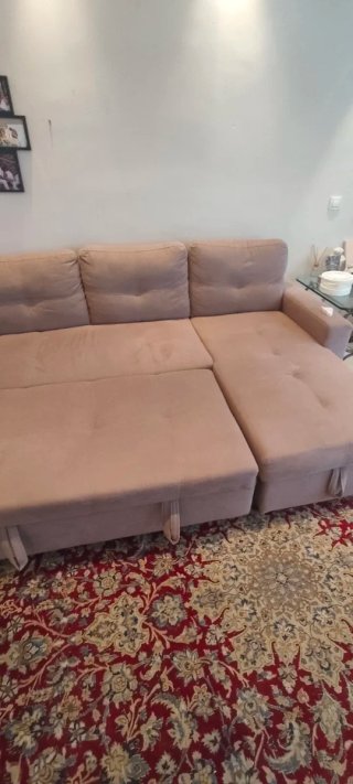 Sofá Cama Beige Tela