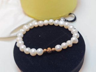 Pulsera Tous Perlas naturales y acero color rosego