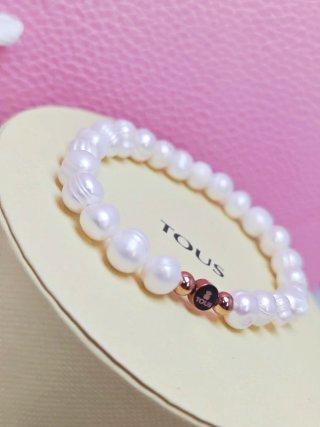 Pulsera Tous Perlas naturales y acero color rosego
