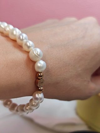 Pulsera Tous Perlas naturales y acero color rosego