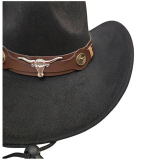 Sombrero Vaquero Negro con Adorno de Toro Cowboy