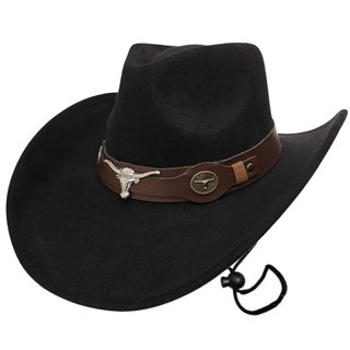 Sombrero Vaquero Negro con Adorno de Toro Cowboy