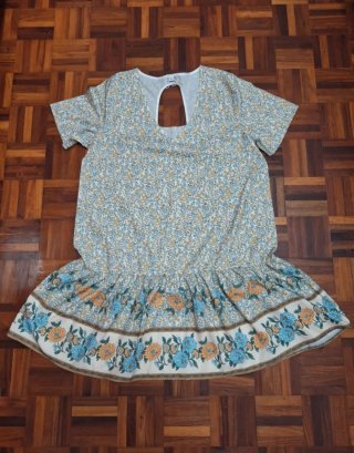Vestido Boho Floral  Espalda Abierta Volante