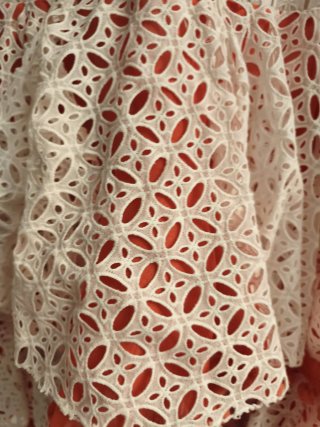 Vestido Flamenca Rocío Blanco y Naranja