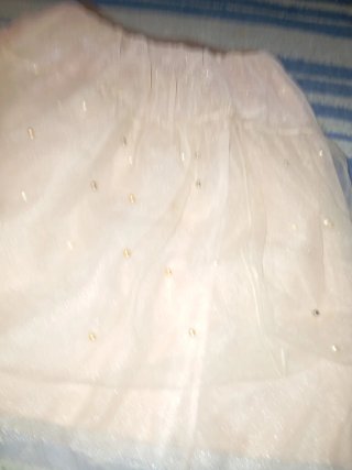 Falda de tul rosa con brillos