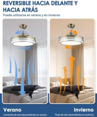 Ventilador de techo retráctil con luz