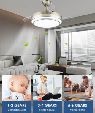 Ventilador de techo retráctil con luz