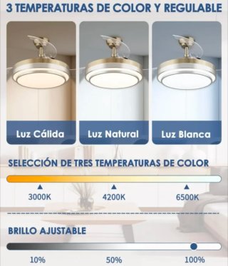 Ventilador de techo retráctil con luz