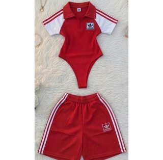 Conjunto Adidas Mujer Rojo y Blanco