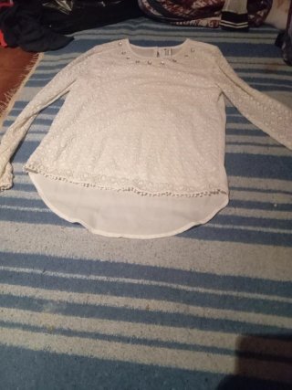 Blusa blanca encaje manga larga