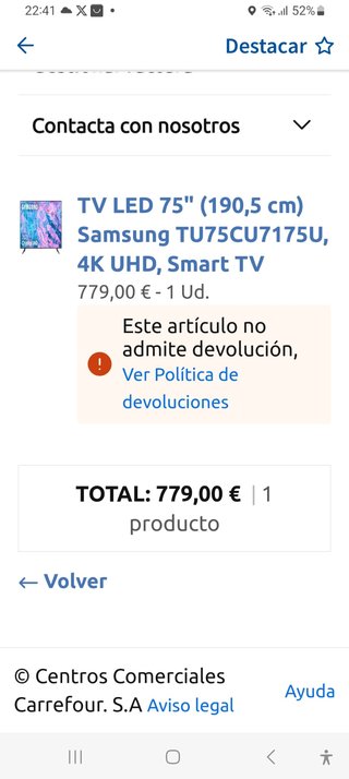 Televisión LED Samsung 75 incluido Soporte Pared