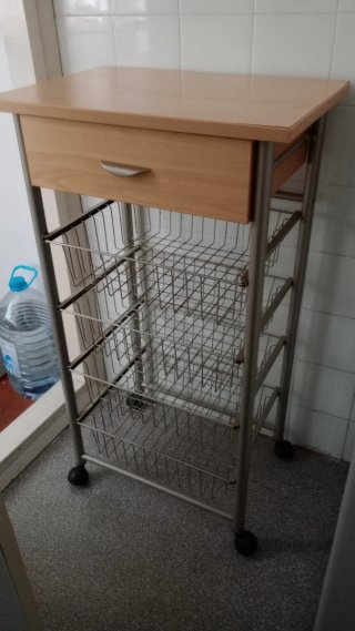Carrito Auxiliar Cocina Madera y Metal