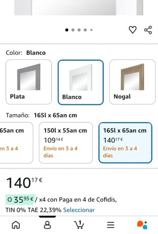 Espejo de pared blanco