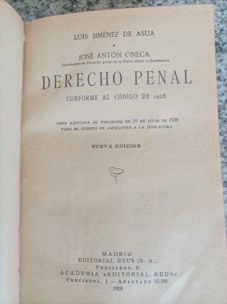 Derecho Penal–Tomo I –  Jiménez de Asúa y J. Oneca