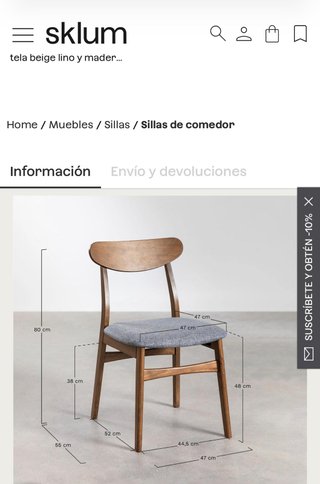 Silla Cloda Sklum Beige Madera