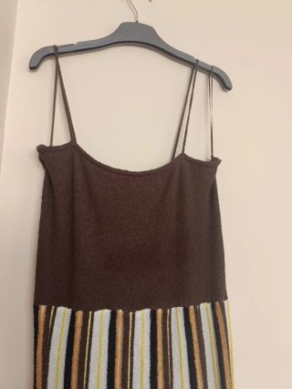 Vestido rústico Zara Rayas Marrón Talla L