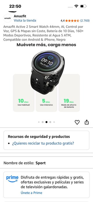 Amazfit Active 2 Smartwatch Negro