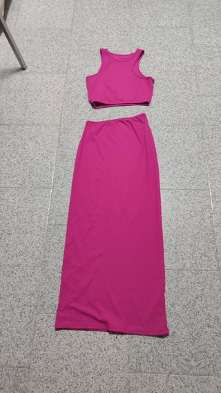 Conjunto Top y Falda Rosa Talla S