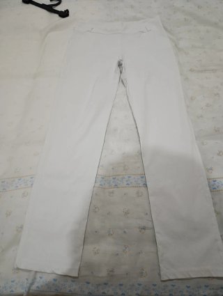 Pantalón blanco elástico cintura alta
