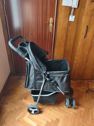 Carro para perro pequeño y gato Camon negro