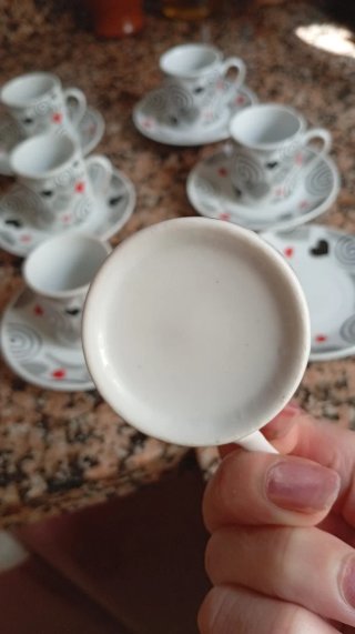 Juego 6 Tazas Café Porcelana Corazones