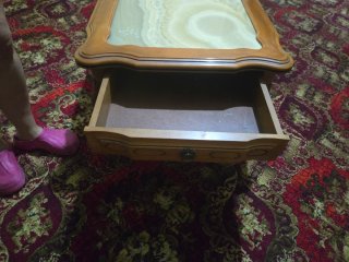Mesa centro mármol y madera