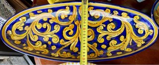 Vassoio ovale ceramica Vietrese blu e oro