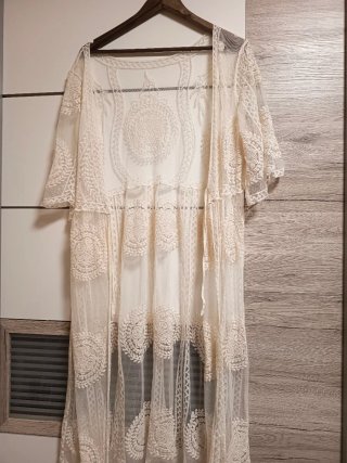 Vestido de playa encaje beige talla única