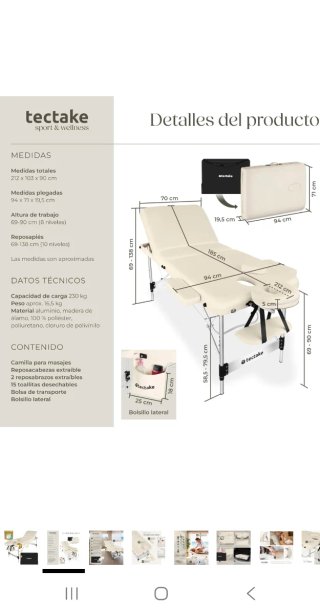 Cama para masajes beige