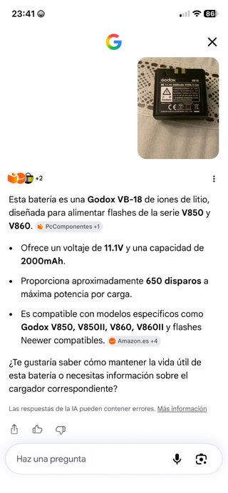 Batería Godox VB18 2000mAh 22Wh Li-ion