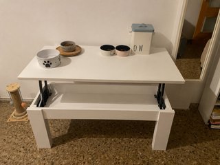 Mesa centro elevable blanca