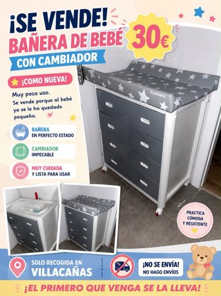 Bañera y cambiador bebé Plastimyr 30€