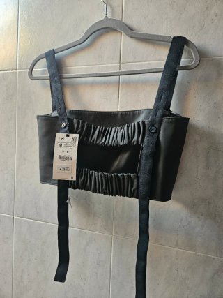 Top Cargo Zara Verde Oscuro Tirantes