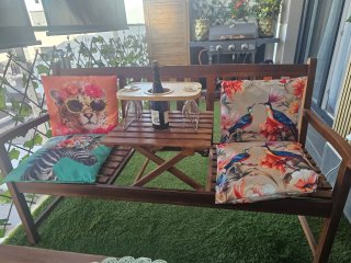 Conjunto jardín mesa y 2 bancos