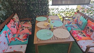 Conjunto jardín mesa y 2 bancos
