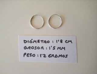 PENDIENTES PLATA DE LEY - AROS 1,8 CM - NUEVOS