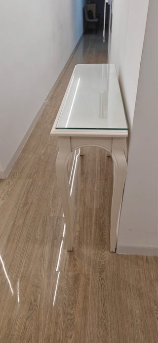 Consola recibidor madera y cristal