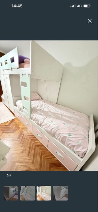 Cama tren con escaleras y almacenaje