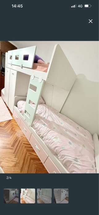 Cama tren con escaleras y almacenaje