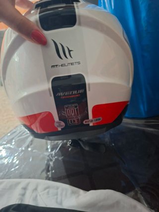 Casco de moto MT - Blanco y Rojo Talla M