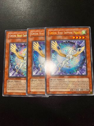 3x Crystal Beast Sapphire Pegasus Yu-Gi-Oh! Carta