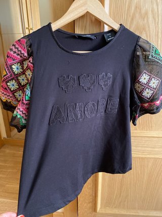 Blusa Desigual M Mangas Bordadas
