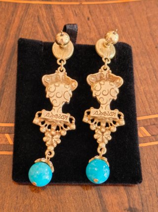 Orecchini vintage Moro neri e turchesi
