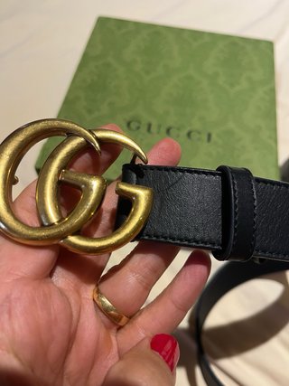 Cinturón Gucci GG Marmont Piel Negra 90/36
